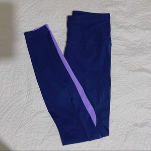 Navy blue and lilac legging w waist pocket